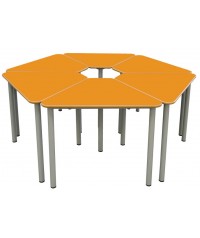 Mesa E165 1/6 hexágono patas grises - 75 cm de alto.