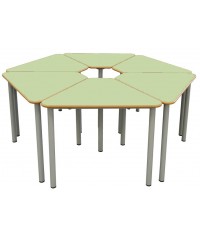 Mesa E165 1/6 hexágono patas grises - 65 cm. de alto