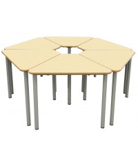 Mesa E165 1/6 hexágono patas grises - 60 cm. de alto