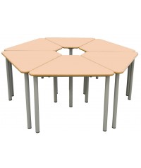 Mesa E165 1/6 hexágono patas grises - 60 cm. de alto