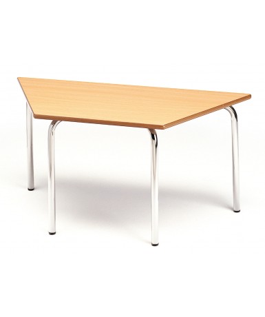 Mesa trapezoidal haya. Patas de tubos gris 60...