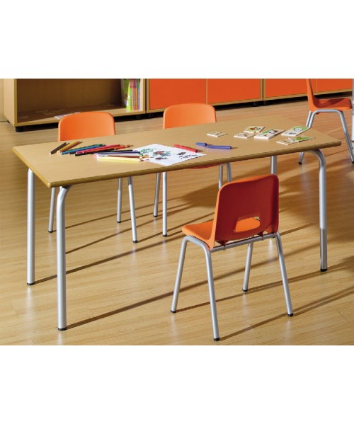 Mesa rectangular haya. Patas de tubo - 60 cm. de alto