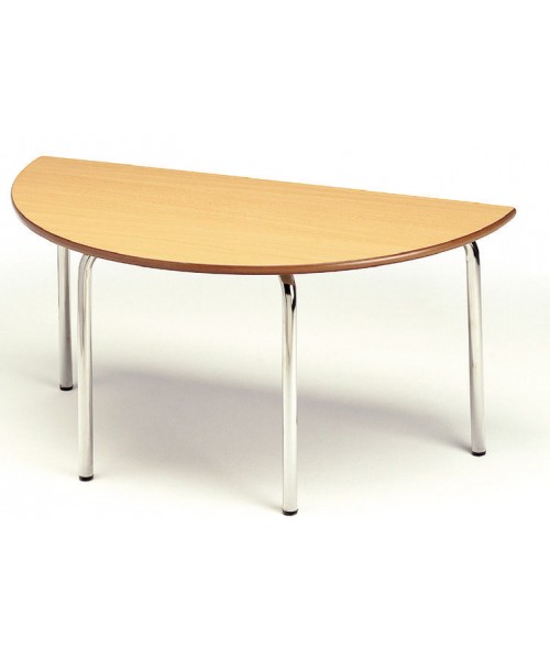 Mesa semicircular haya. Patas tubo - 60 cm. de alto