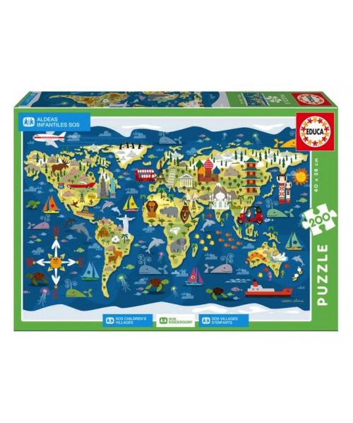 Puzle mapamundi - 200 piezas