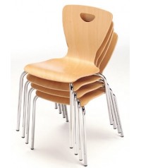 Silla madera haya patas cromo. Altura 33cm