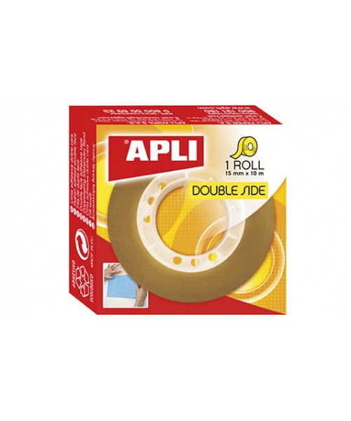 Cinta adhesiva doble cara 15 mmx10m. Apli 2