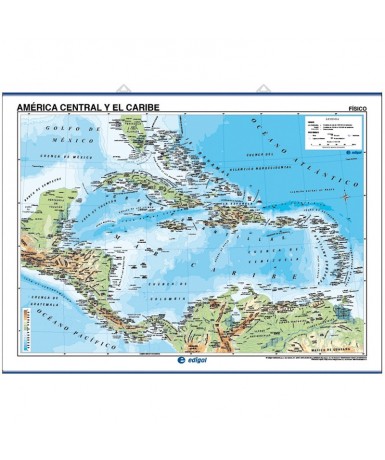 Mapa Continentes. América Central, Físico-Político. 140x100 cm.