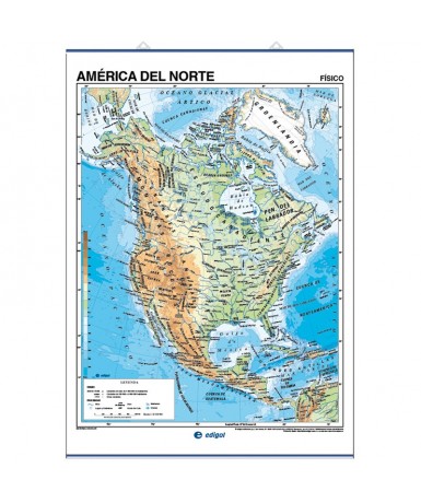 Mapa Continentes. América Del Norte, Físico-Político. 140x100 cm.