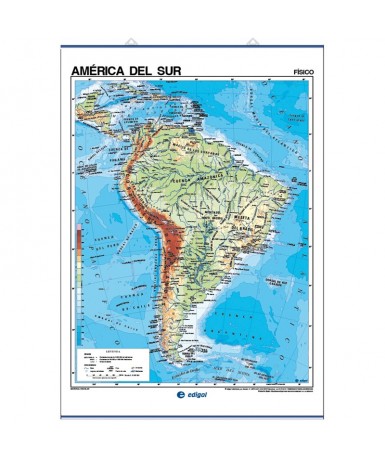 Mapa Continentes. América Del Sur, Físico-Político. 140x100 cm.