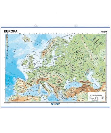 Mapa Continentes. Europa, Físico-Político. 140x100 cm.