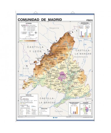 Mapa Autonómico. Madrid, Físico-Político. 140x100 cm.