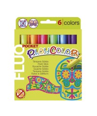 Témpera sólida playcolor Fluo Pocket - 6 colores