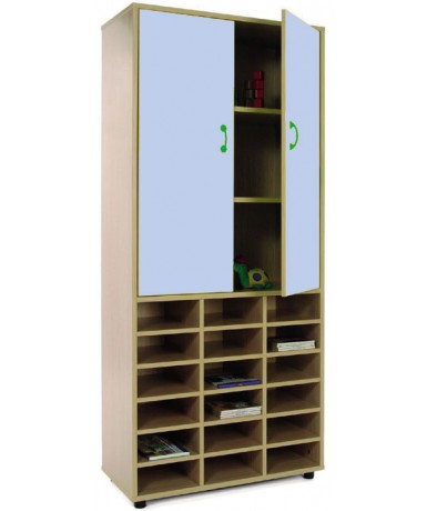 Armario alto 40x80x180 cm: 2 puertas + 18 casillas