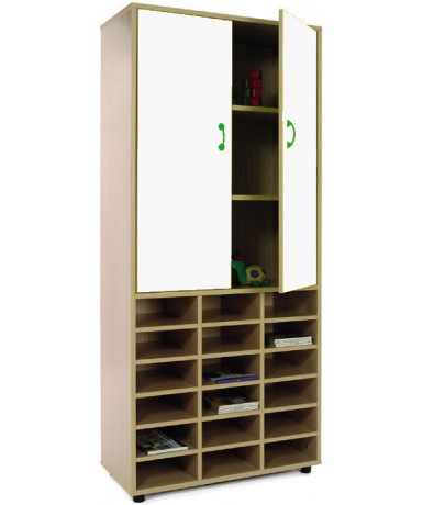 Armario alto 40x80x180 cm: 2 puertas + 18 casillas