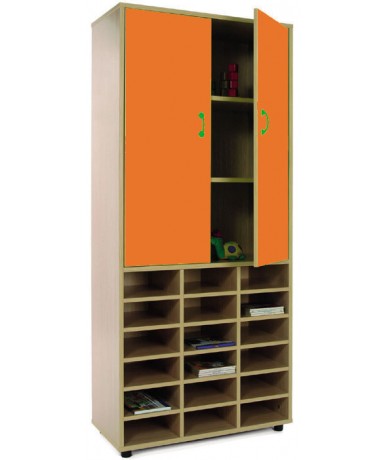 Armario alto 40x80x180 cm: 2 puertas + 18 casillas
