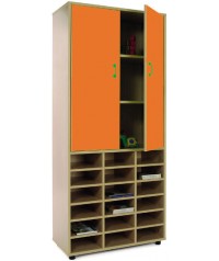 Armario alto 40x80x180 cm: 2 puertas + 18 casillas