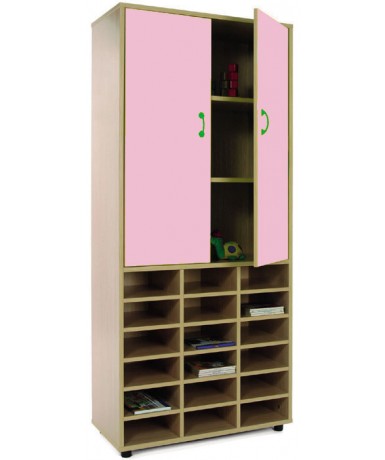 Armario alto 40x80x180 cm: 2 puertas + 18 casillas
