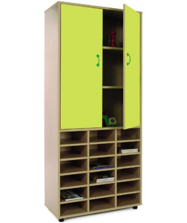 Armario alto 40x80x180 cm: 2 puertas + 18 casillas