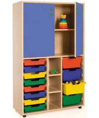 Armario medio gavetero 40x90x147 cm: 2 puertas + 2 huecos + 12 cubetas