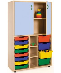 Armario medio gavetero 40x90x147 cm: 2 puertas + 2 huecos + 12 cubetas
