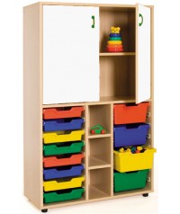 Armario medio gavetero 40x90x147 cm: 2 puertas + 2 huecos + 12 cubetas