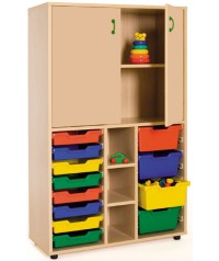 Armario medio gavetero 40x90x147 cm: 2 puertas + 2 huecos + 12 cubetas