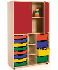 Armario medio gavetero 40x90x147 cm: 2 puertas + 2 huecos + 12 cubetas
