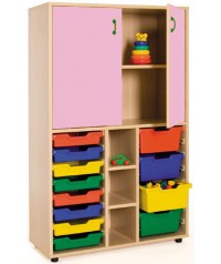 Armario medio gavetero 40x90x147 cm: 2 puertas + 2 huecos + 12 cubetas