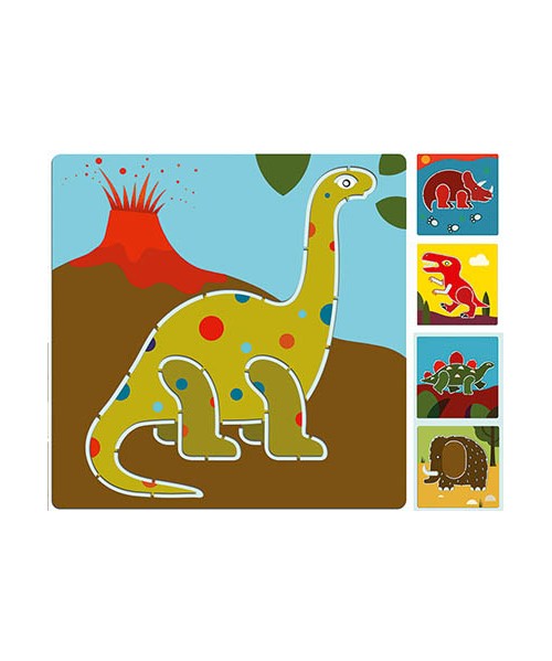 5 Plantillas dinosaurios de 20 x 20 cm. Djeco 2