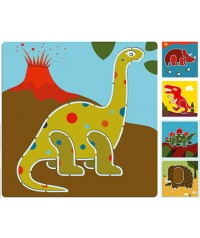 5 Plantillas dinosaurios de 20 x 20 cm. Djeco