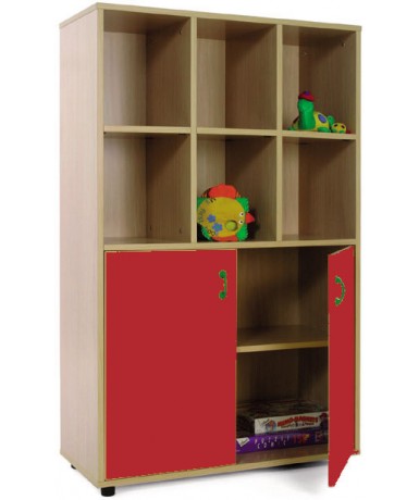 Armario medio: 6 casillas + 2 puertas con 2 huecos