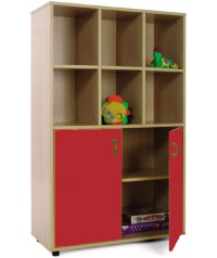 Armario medio: 6 casillas + 2 puertas con 2 huecos