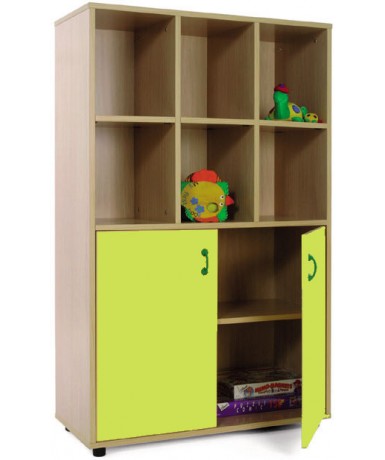 Armario medio: 6 casillas + 2 puertas con 2 huecos