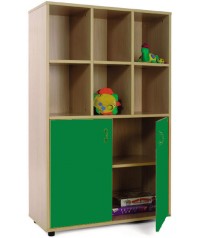 Armario medio: 6 casillas + 2 puertas con 2 huecos